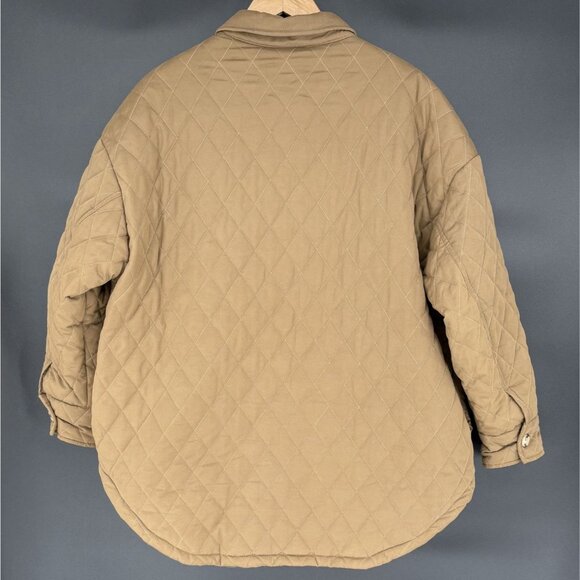 Good American Women's Oversized Quilted Shacket 3/4 (L/XL) Light Brown Outdoor - Picture 2 of 13